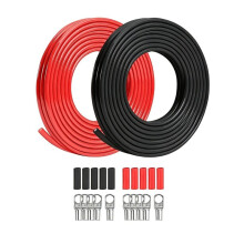 6 AWG Battery Cable 10 Feet Black+10Feet Red Wire with 5pcs of 5/16" & 5pcs 3/8" Copper Lugs Terminal Welding Cable