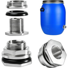 Raccord de Réservoir Fileté Femelle 3/4 Pouce X Mâle 1 Pouce, Raccord de Cloison en Acier Inoxydable, Passage pour Baril de Récupération D'Eau de