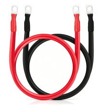 Câble de Batterie 2 AWG, Câble D'Onduleur Flexible de 60 cm avec Bornes de 9,5 mm, Fil à Souder pour Automobile, Solaire, Marine et Bateau