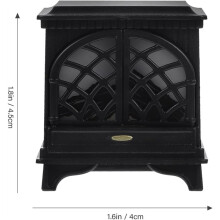 2X 1:12 Scale Dollhouse Fireplace with LED Light, Miniature Furniture Accessory, Black