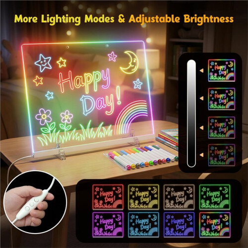 Led Drawing Board for Kids - Flicker-Free LED Note Board, 10 Light Effects & 4 Light Intensities Drawing Tablet 2