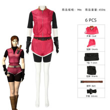 (Claire cos, XS) Resident Evil Claire Redfield Cosplay Costume Halloween Party Game Character Role Play Outfit for Women