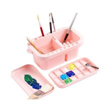 Paint Brush Cleaner, Brush Basin Washer, Artist Brush Water Rinse Cup for Acrylic Watercolor Oil with 16 Slots Holder