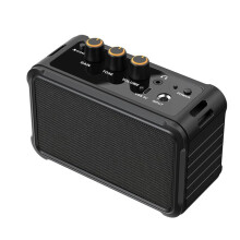 10W  Electric Guitar Amplifier Dual Speakers Rechargeable Guitar Amp with Overdrive for Practice Travel Black