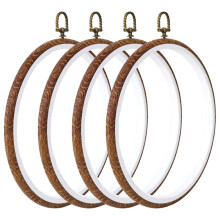 4 Pcs Oval Embroidery Hoops Display Frame, Decorative Embroidery Frame Hoop Imitated Wood Embroidery Ornament