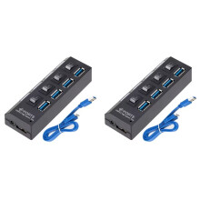 2X 4 Port USB HUB 3.0 Hub USB Splitter Multi USB Hub 3.0 Hub Power Adapter with Individual  for PC