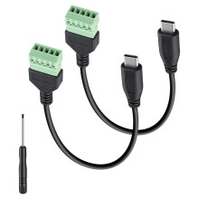 USB C Cable with 5 Pin Solderless USB-C Connector and Screw Terminals Solderless Connection,Green Connection, DIY Wiring
