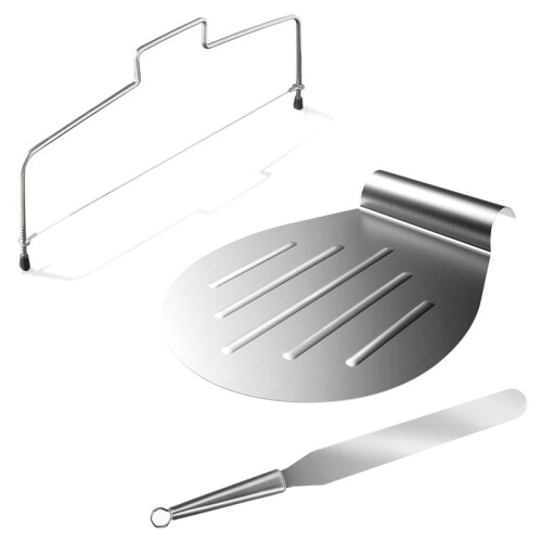 Cake Slicer Set with Cake Server and Spatula - Baking Tools for Cakes Pies Pizza Pastries Baking Serving Tray