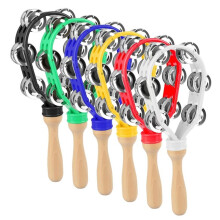 6 Pack Tambourine with Double Row Metal Jingles Hand Held Percussion Instrument with Handle Grip