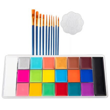 Basic Face and Body Painting Palette, 20 Shades, Oil-Based Special Effects Makeup Set.