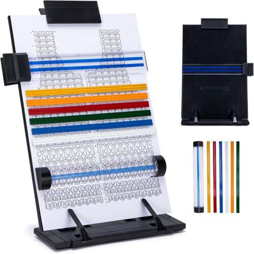 Magnetic -Stitch Pattern Holder (with Color Ruler and Magnifying Ruler) -A Pattern Stand for Embroidery Enthusiasts