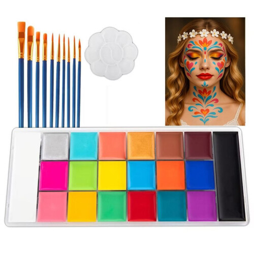 Basic Face and Body Painting Palette, 20 Shades, Oil-Based Special Effects Makeup Set. 2