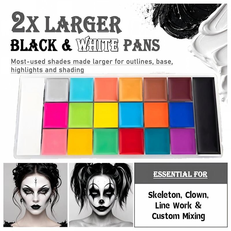 Basic Face and Body Painting Palette, 20 Shades, Oil-Based Special ...