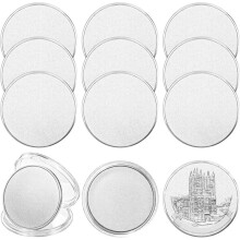 12 Pcs 40mm X 2.5mm Iron Coin Blanks,Silver ChallengeCoin Blanks LaserEngravable ChallengeCoin with Acrylic Box Silver