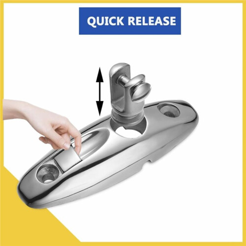 2 Pair Boat Bimini Top Hardware, Side-Mount Quick-Release Deck Hinges with Eye End Cap , Bimini Top Parts 1