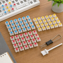 60 PCS Keyboard Clickers Set with Tweezers and Brush, Clickers for 3D Printing, Keyboard Switches +Yellow +Red