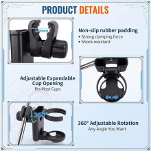 Boat Cup and Phone Holder, Adjustable Clamp- Handlebar Mount for Pontoon Kayak Sailboat Handlebar