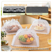 Food Dust Cover 4 Pcs, Foldable Mesh Cloth Food Tent Bowel Cover for Dust Proof Protection Includes 1 Drawstring Bag