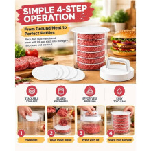 Presse à Hamburgers, Bacs de Rangement pour Hamburgers (5 Étages), Presse Manuelle pour 5 à 9 Hamburgers