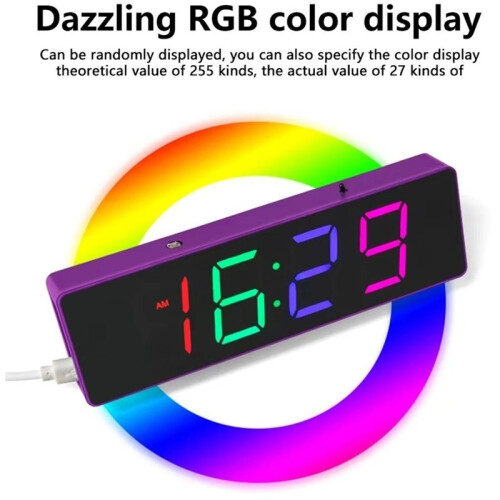 -RGB LED Digital Alarm Clock DIY Kit,Electronic Soldering Practice Module for Beginners and Hobbyists 2