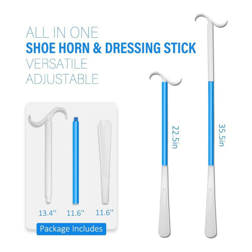 35.5 Inch Long Handled Shoe Horn, Dressing Stick, Sock Remover Aid Helper - Versatile, Adjustable Dressing Aid 2