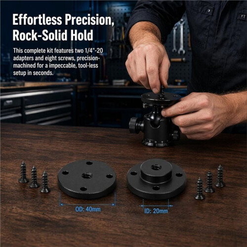 2 Pack 1/4" Thread Tripod Adapter Mount Plate, Wall Mount Holder Adapter for DSLR Camera, Action Cam, Light Stand