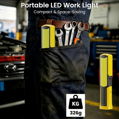 Magnetic Rechargeable Flashlight, LED Underhood Work Light for Mechanics 180 Rotating Base, Side Magnet, Hidden Hook B 2