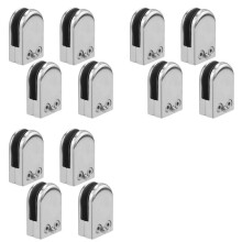 12 Pcs Stainless Steel Round Flat Back Glass Clamp Adjustable Glass Bracket for Balustrade Staircase Handrail( 8-10mm)