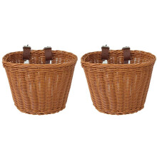 2X Natural Willow Front Bike Basket for Handmade Wicker Storage Container with Large Capacity for Outdoor Cycling