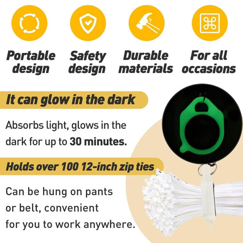 3 PCS Zip Tie Organizer Glows in the Dark, Reusable Cable Tie Holder Tool for Easy Organization 1