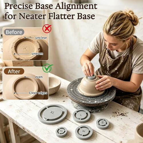 8 Pcs Pottery Foot Tool with Plastic ClayScraper, Ceramic Clay Base Aligner, Aligned Pottery Foot Template Molde 2