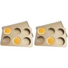 2X 6 Cup Muffin Top Pan for Baking, Nonstick Hamburger Bun Pan, Straight Side English Muffin Cupcake Pans with Lid