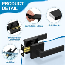 4 Pack Door Handles Interior, Non-Locking Passage Door Knobs Closet Door Levers for Hallway, for Left & Right Sided Door