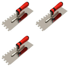3pcs 1/2inch Square Notched Trowel,Stainless Steel Flat Finishing Trowel for Cement, Masonry Tile Installation Work