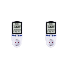 2X 220V Digital LCD Power Meter Wattmeter Socket Wattage Kwh Measuring Outlet 7 Display Models EU Plug