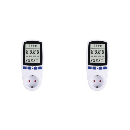 2X 220V Digital LCD Power Meter Wattmeter Socket Wattage Kwh  Measuring Outlet 7 Display Models EU Plug