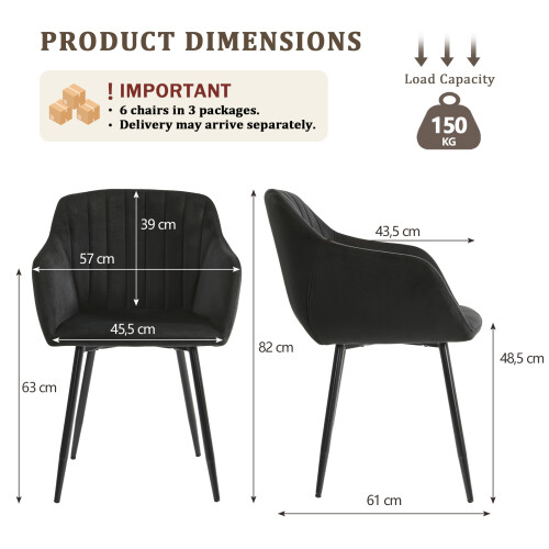 (Black, Set of 6) GOEURVANT Dining Chairs 2