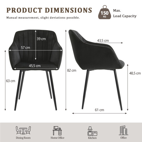 (Black, Set of 2) GOEURVANT Dining Chairs 2