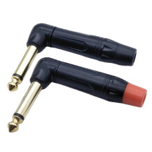 2 Pack 6.35mm 90 Degree Audio Plug, Gold Plated Microphone Connector for Stage Gear, Ideal for Home Office Travel and Outdoor Activities