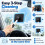 Dual Window Cleaner, Extendable Handle Microfiber Pads for Car Window Mirror Household Glass 9