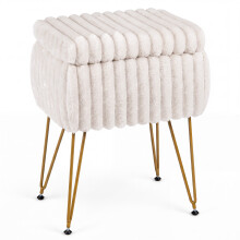 Faux Fur Upholstered Ottoman with Storage & Reversible Lid
