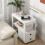 Costway White Narrow End Table Modern 2-Drawer Bedside Table w/Open Shelves 10