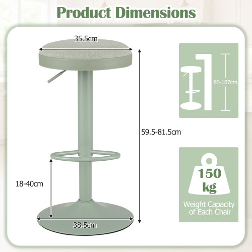 Costway Counter Height Chairs Swivel Function Modern Island Chairs Padded Seat 2