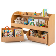 Wooden 3-Tier Montessori Bookshelf Toy Storage Organizer for Classroom