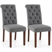 Upholstered Dining Chairs Set of 2 Button Tufted Chairs Grey