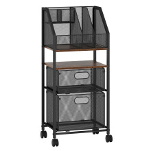 File Utility Cart 2 Drawers Lockable Wheels Filing Storage Cabinet