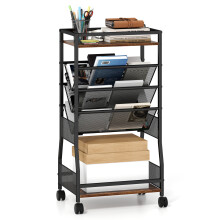 Mobile Filing Cabinet Metal Mesh File Organizer Utility Storage Cart