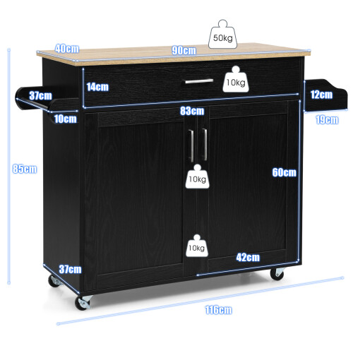 Costway Kitchen Island Cart Rolling Storage Trolley Cart 2