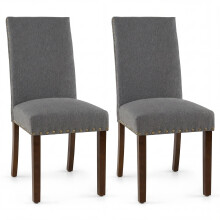 Set of 2 Dining Chairs Upholstered Dinner Chairs High Back Grey
