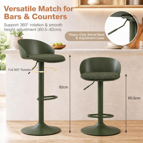 Costway Mid-Century Modern Linen Upholstered Counter Height Bar Chairs 2